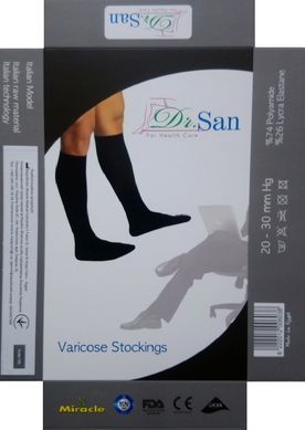 Гольфи компресійні 2 класс компресії Dr. San до коліна, чорні, закритий носок.